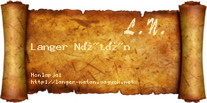 Langer Nátán névjegykártya